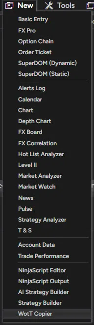 Follower's own SL/TP bracket orders (OCO) in the NinjaTrader 8 Orders tab